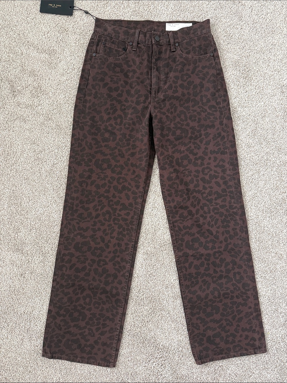 rag & bone The Shea High-Rise Relaxed Straight Jeans Leopard Print NWT 27